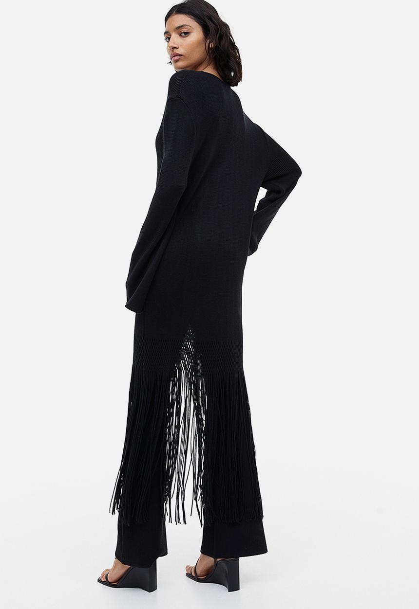H&M - Fringe-trimmed dress - black