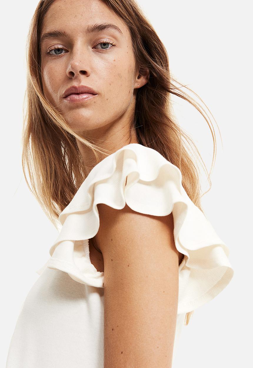 H&M - Mama flutter-sleeved jersey top - white