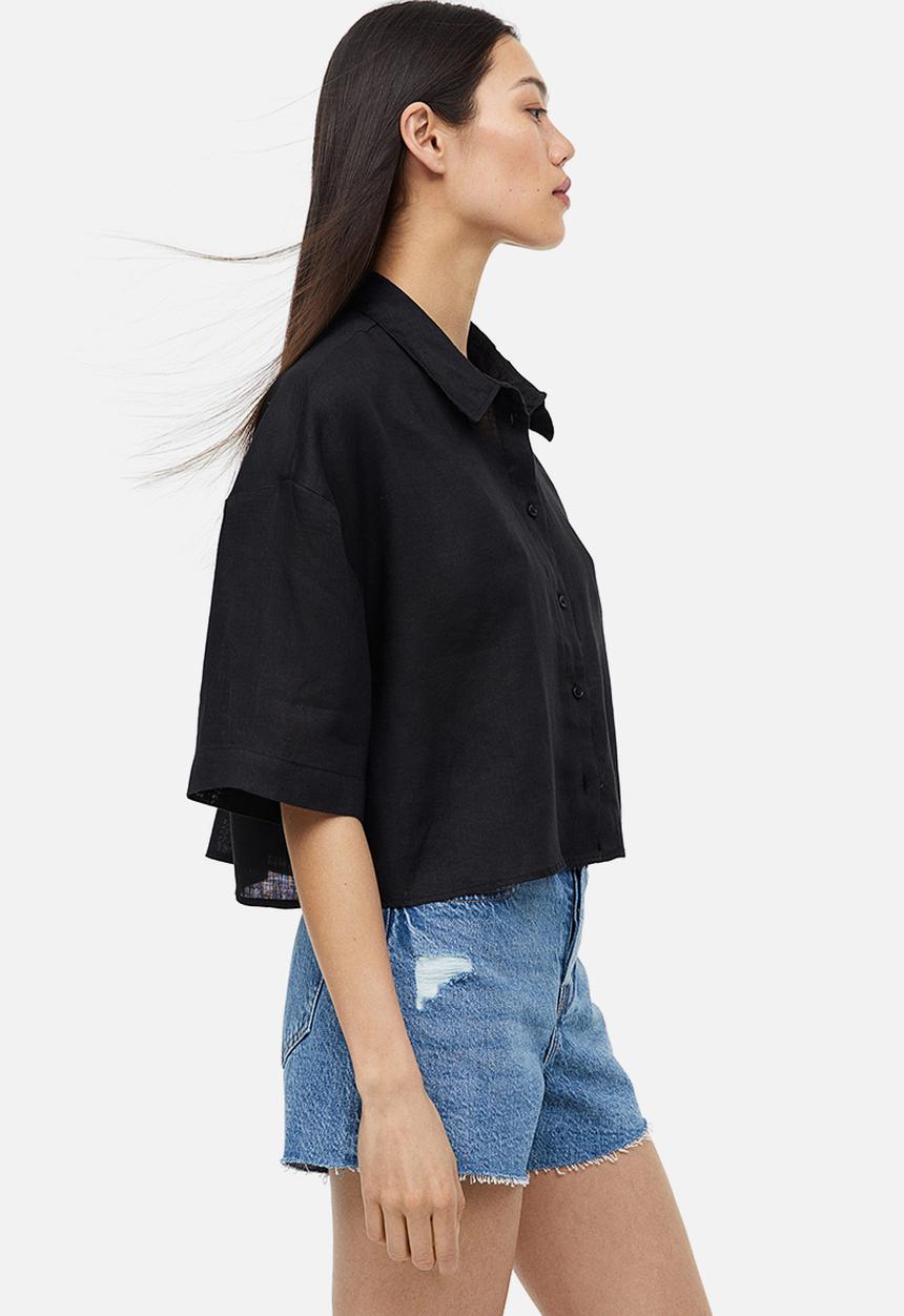 H&M - Oversized linen shirt - black
