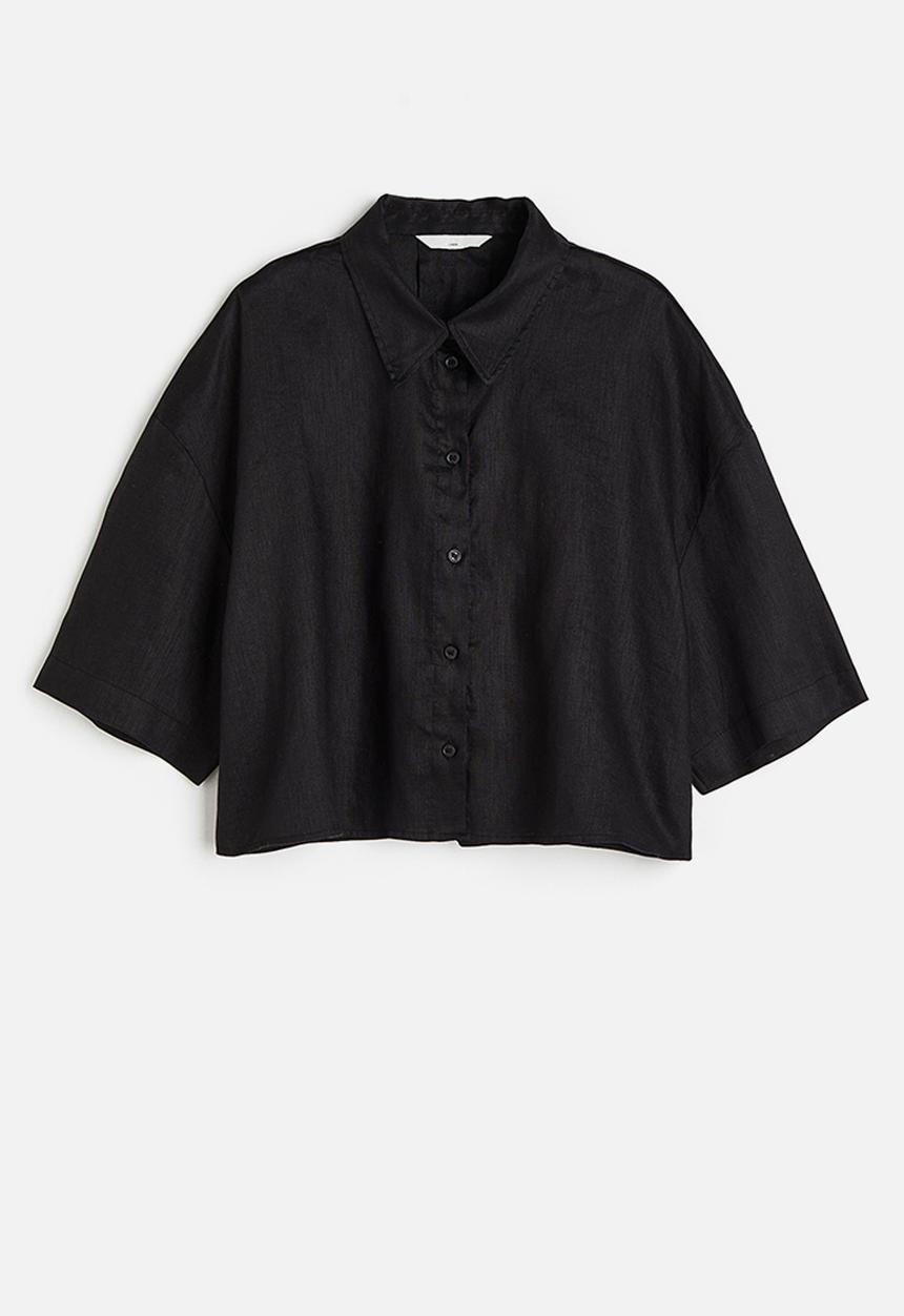 H&M - Oversized linen shirt - black