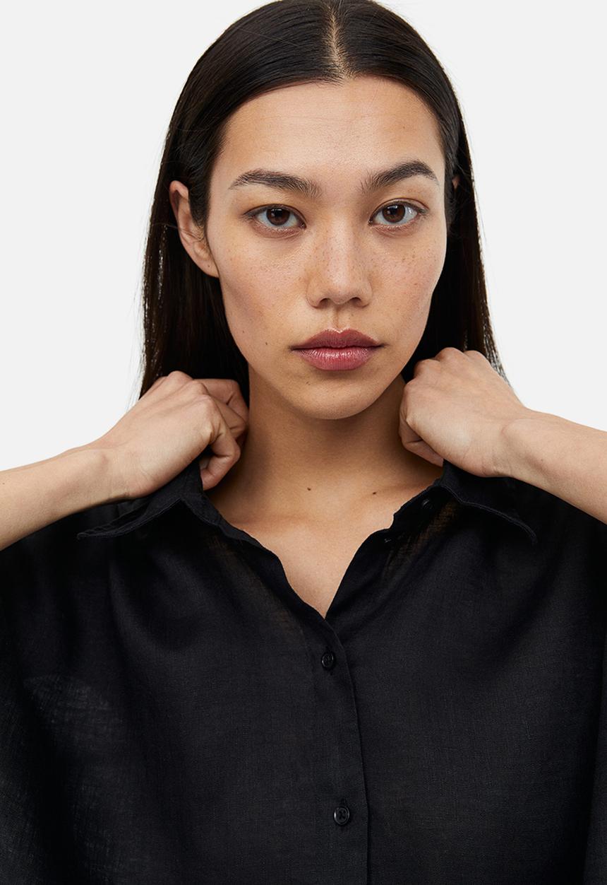 H&M - Oversized linen shirt - black