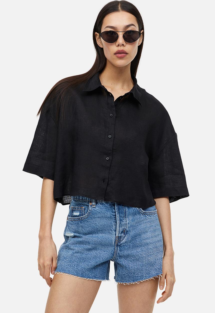 H&M - Oversized linen shirt - black