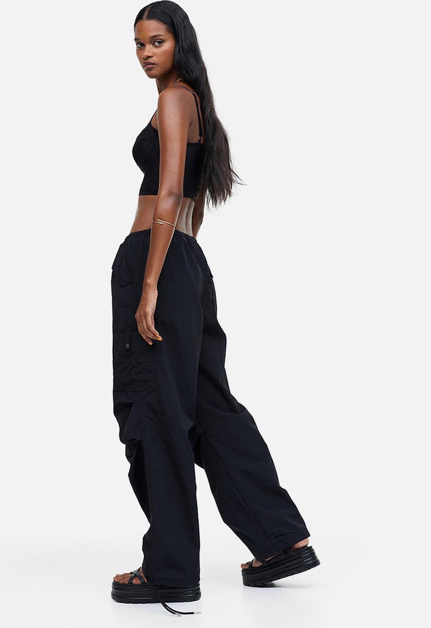 H&M - Nylon parachute trousers - black