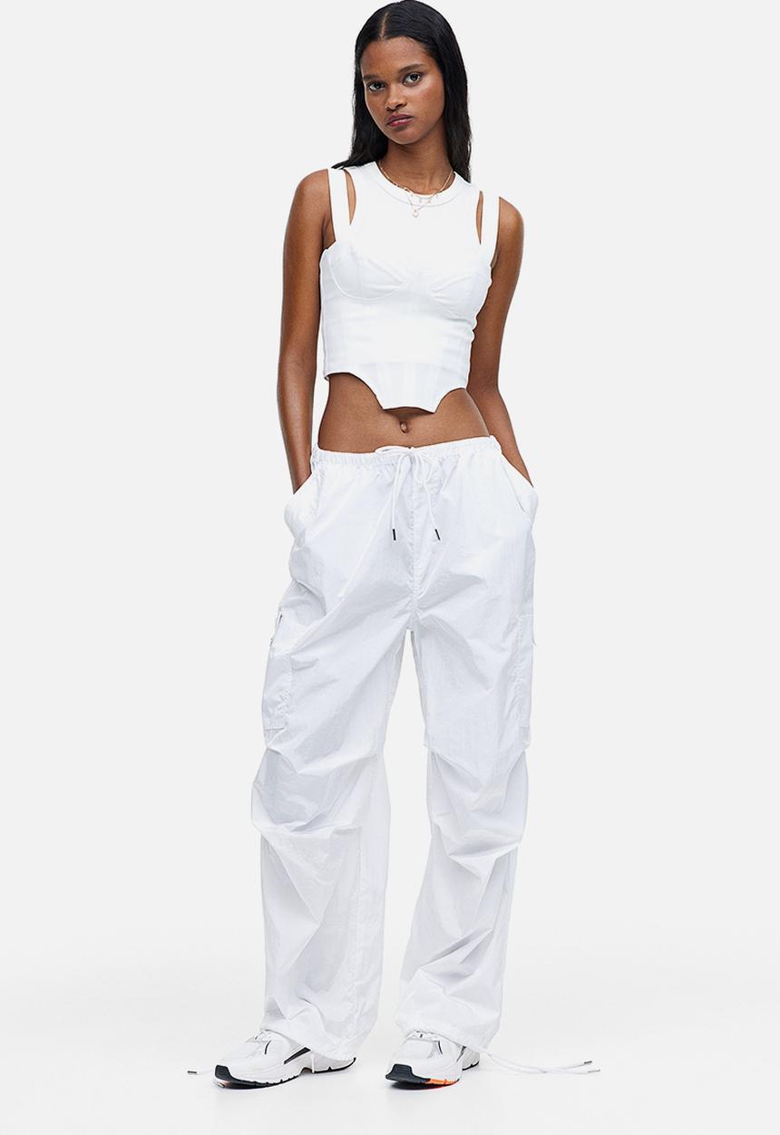 H&M - Nylon parachute trousers - white