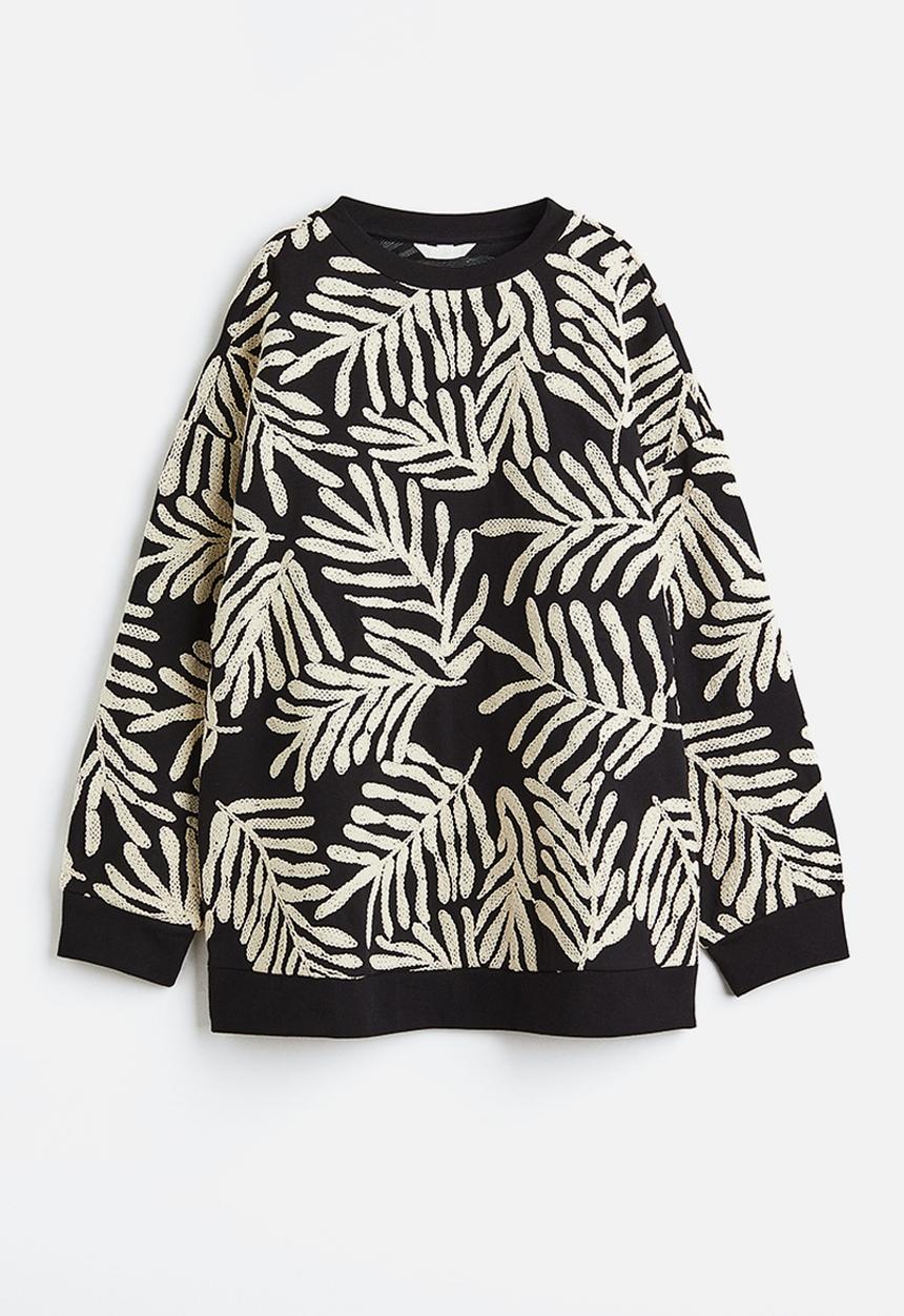 H&M - Oversized embroidered sweatshirt - black embroidered