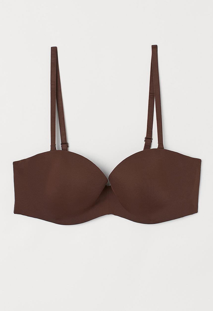 H&M - Padded balconette bra - dark brown 