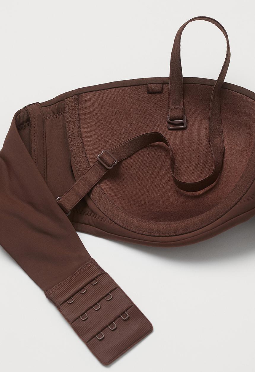 H&M - Padded balconette bra - dark brown 