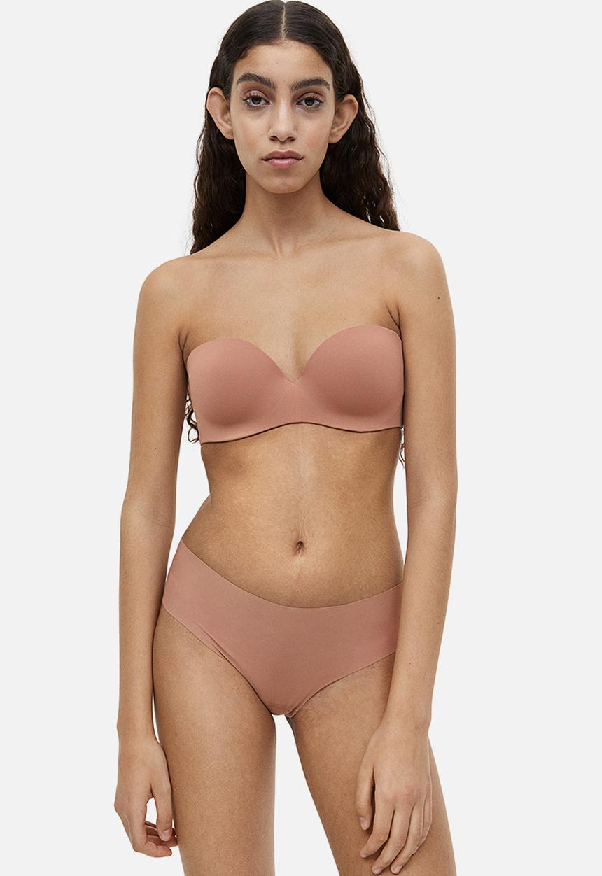 H&M - Padded balconette bra - dark beige 