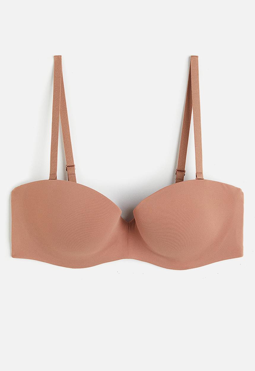 H&M - Padded balconette bra - dark beige 
