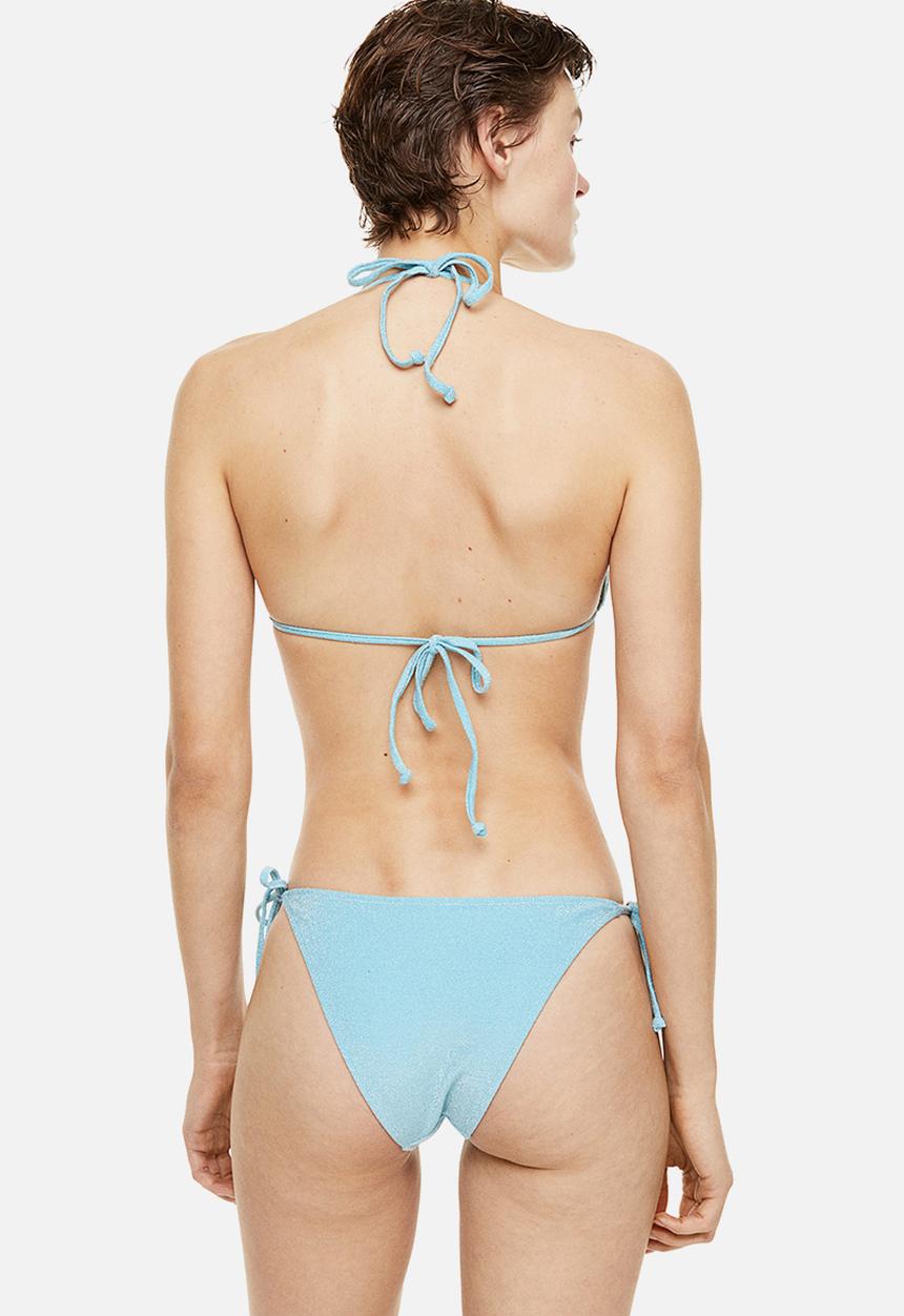 H&M - Padded triangle bikini top - light turquoise glittery
