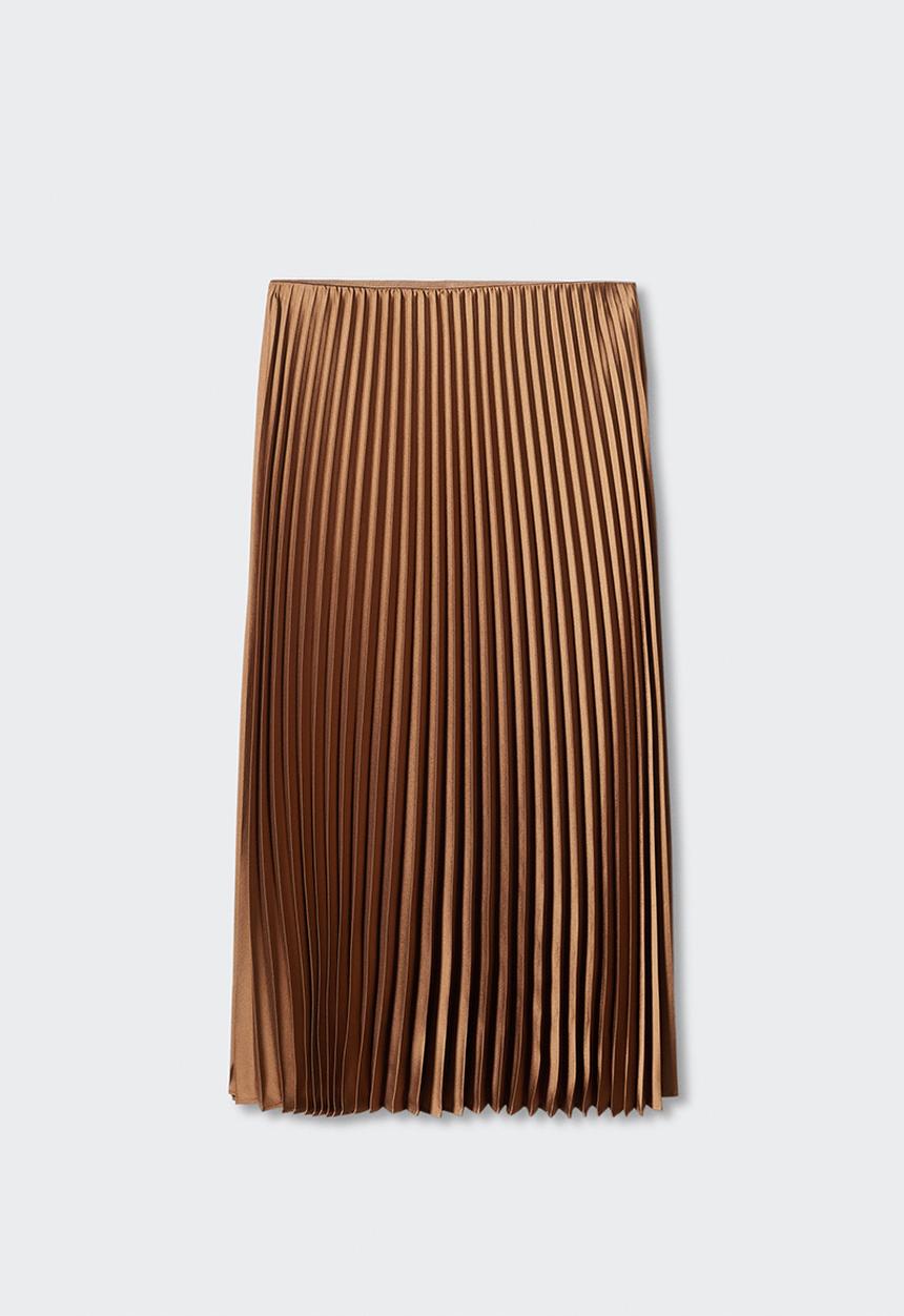 MANGO - Skirt plisado - light/pastel brown