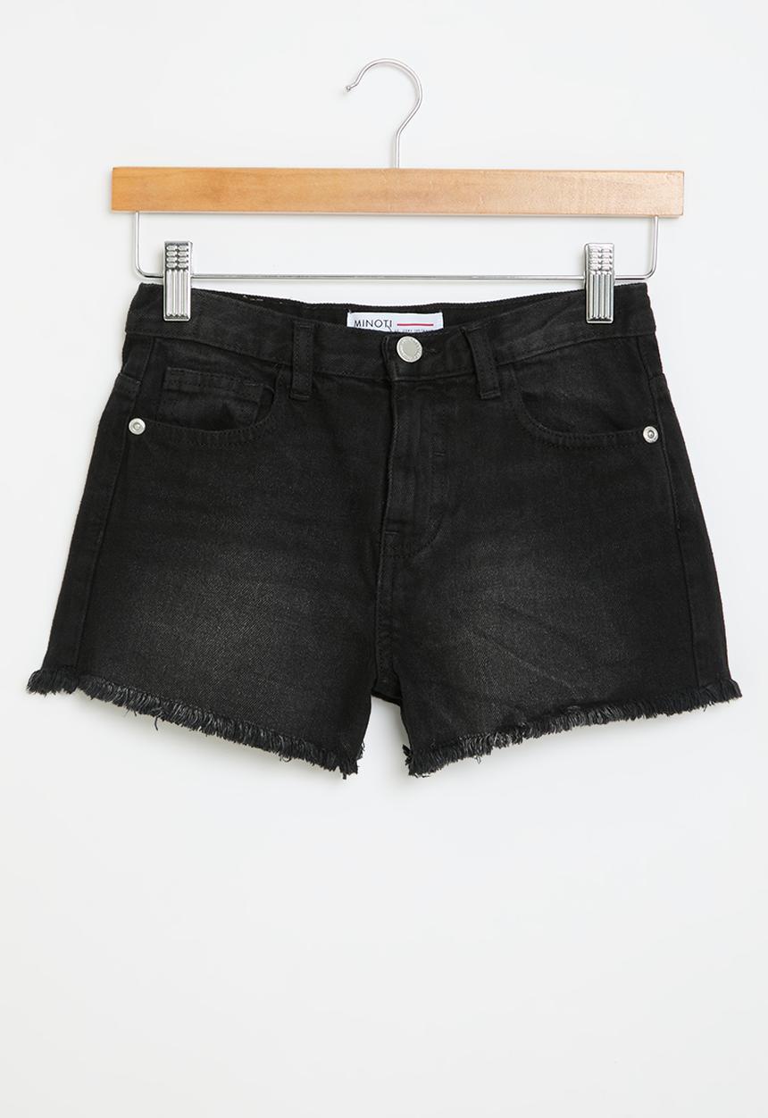MINOTI - Girls black basic denim short - black denim