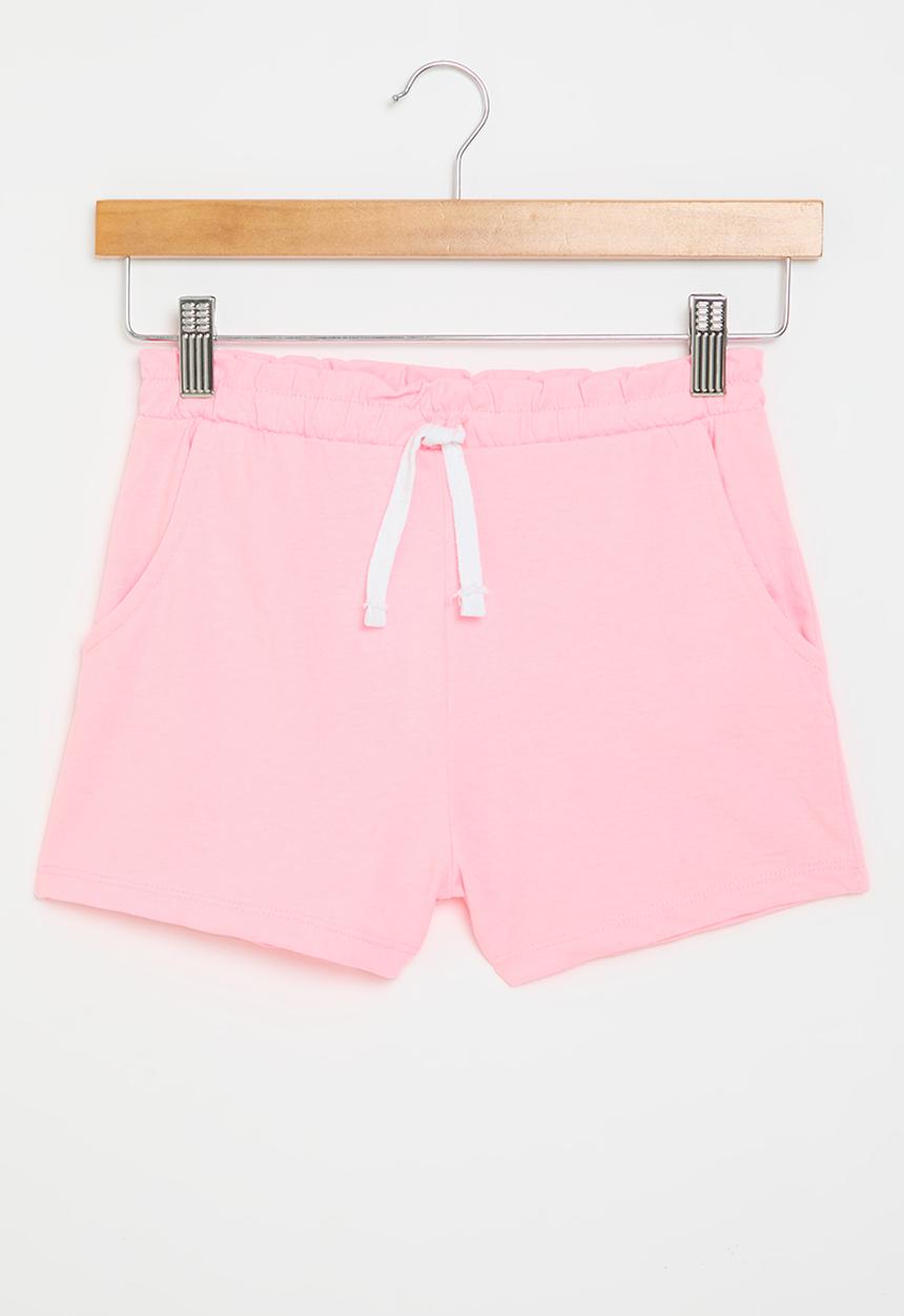 MINOTI - Girls pink basic jersey short - neon pale pink