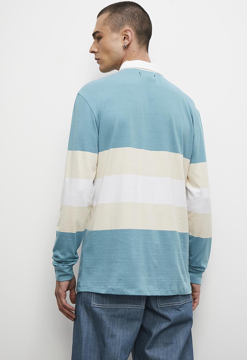 Superbalist - Siya long sleeve rugby stripe tee - khaki & ecru