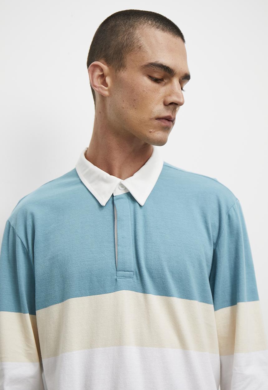 Superbalist - Siya long sleeve rugby stripe tee - khaki & ecru