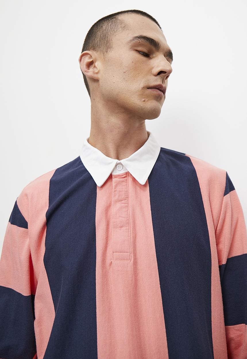Superbalist - Siya long sleeve rugby stripe tee - blue & coral