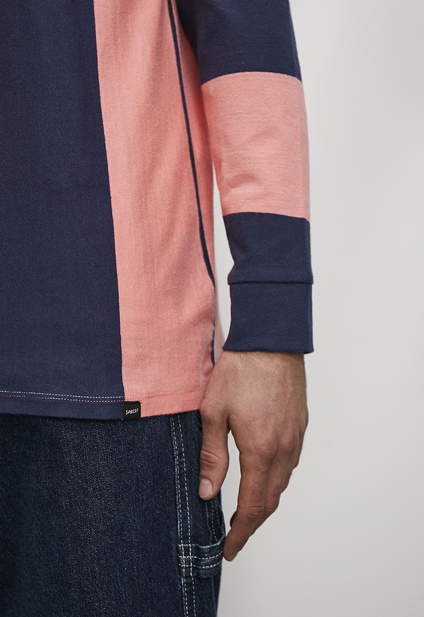 Superbalist - Siya long sleeve rugby stripe tee - blue & coral