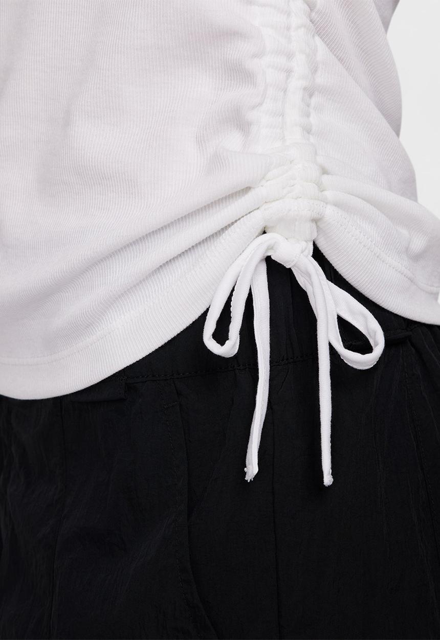 Nike - W Nsw essential rib ls md crop top - white & black
