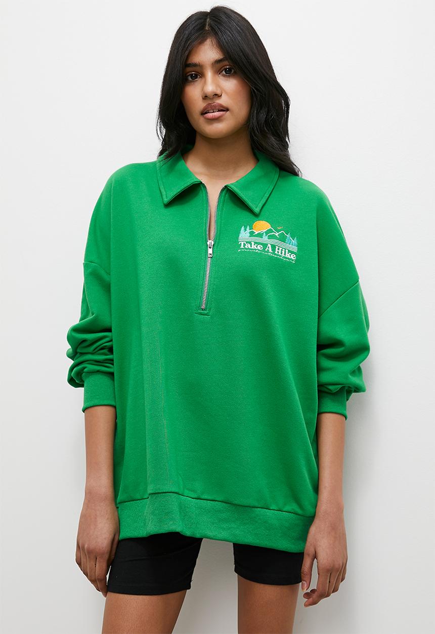 Superbalist - Half zip sweat - deep green