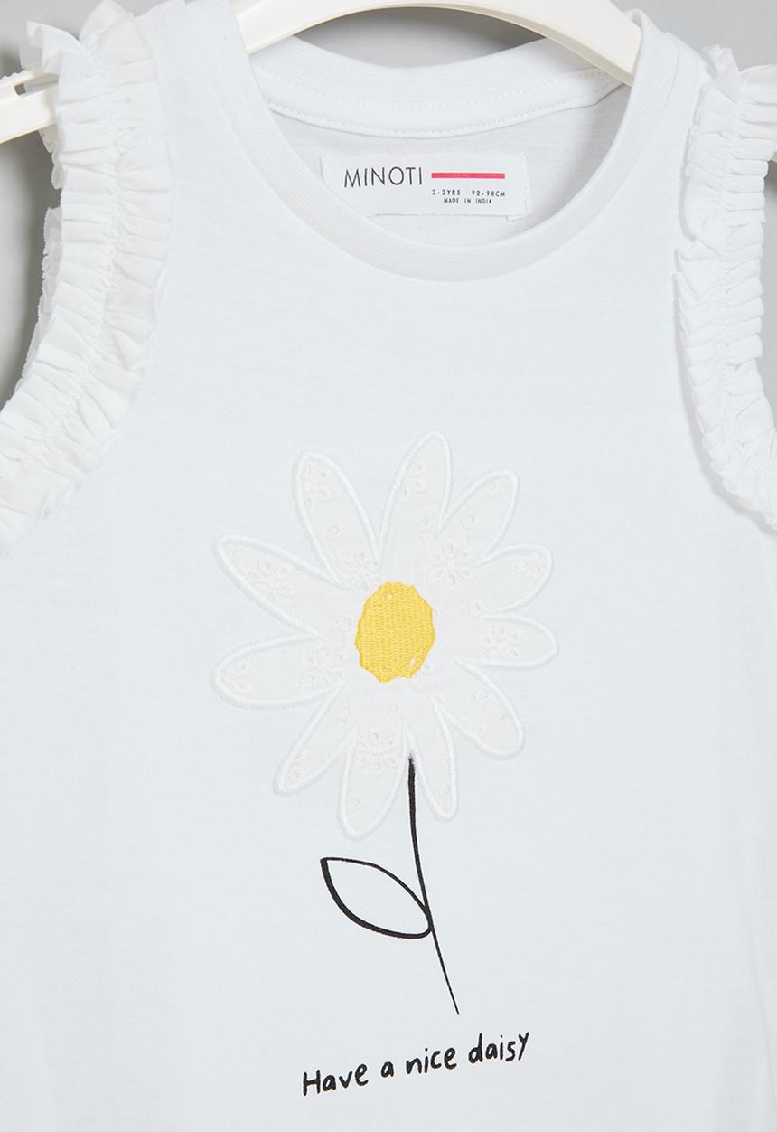 MINOTI - Crochet applique daisy vest - white