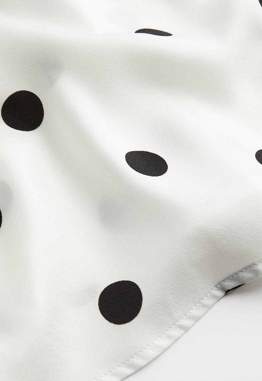 H&M - Satin wrap shirt dress - white spotted 