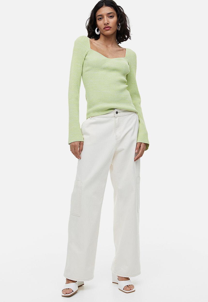 H&M - Rib-knit top - light green marl