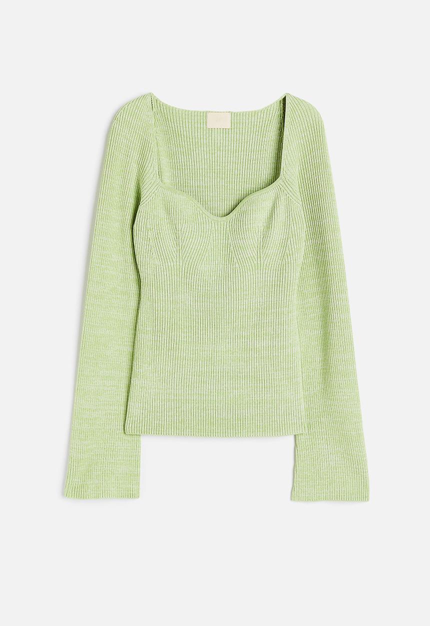 H&M - Rib-knit top - light green marl