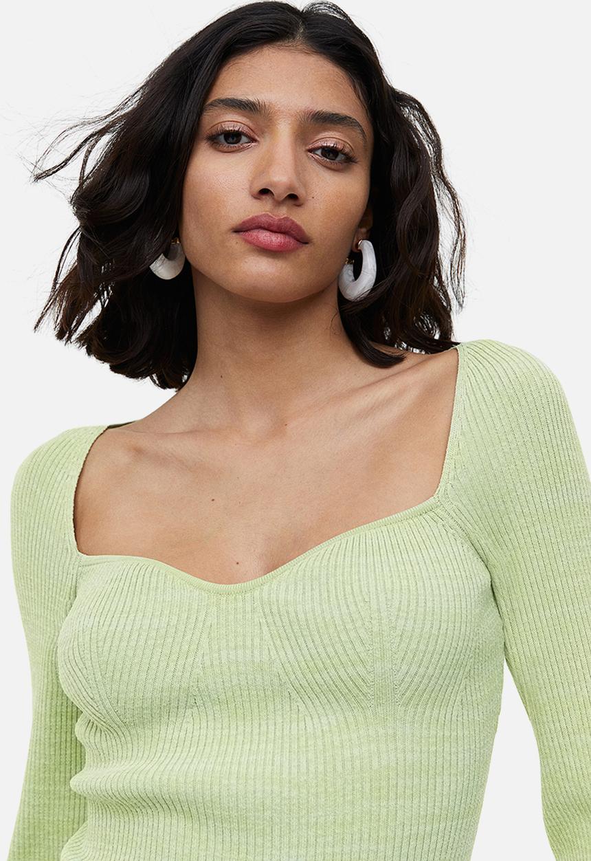 H&M - Rib-knit top - light green marl