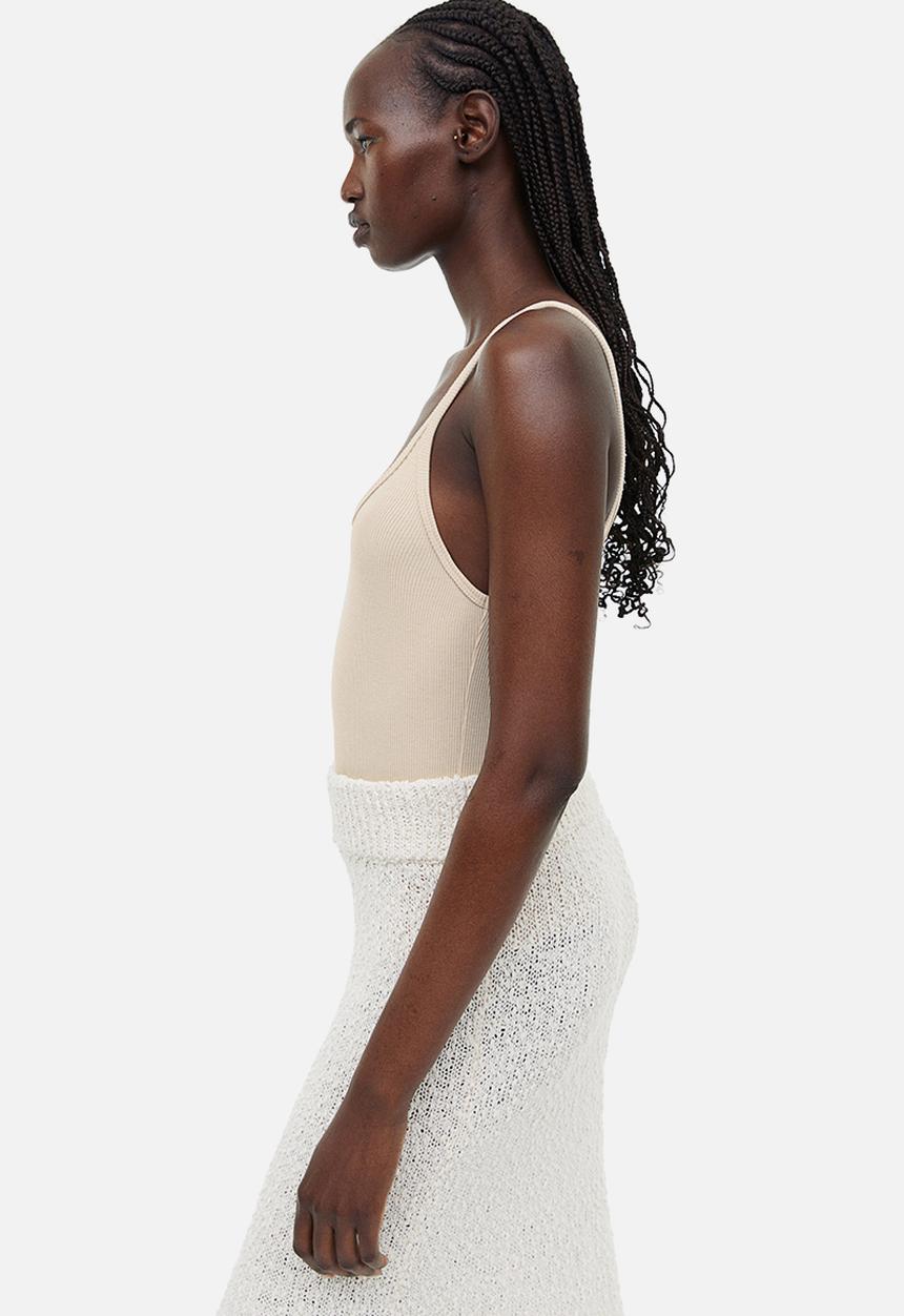 H&M - Ribbed vest top - light beige 