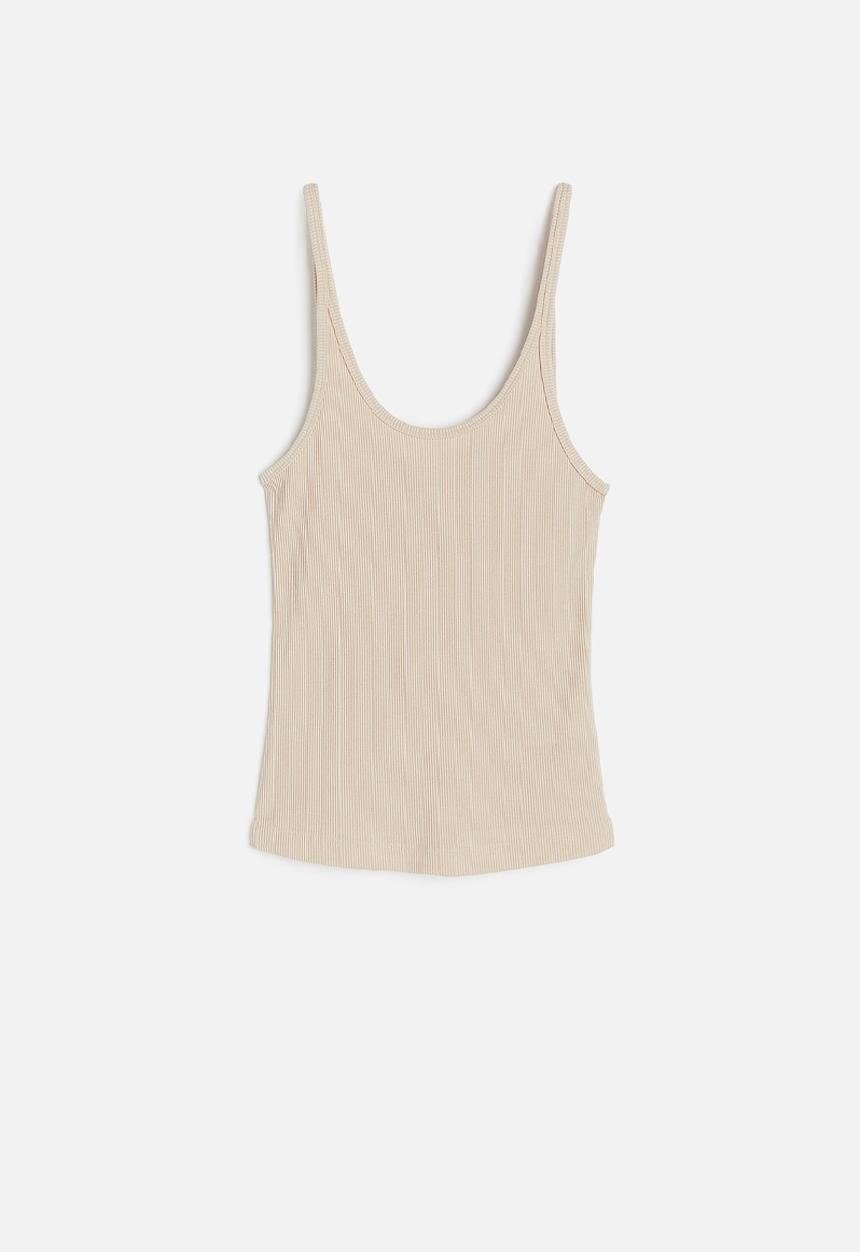 H&M - Ribbed vest top - light beige 