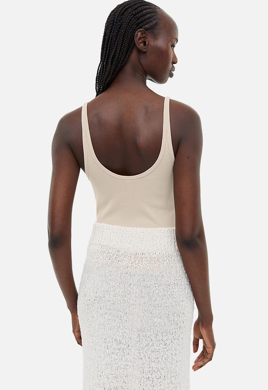 H&M - Ribbed vest top - light beige 