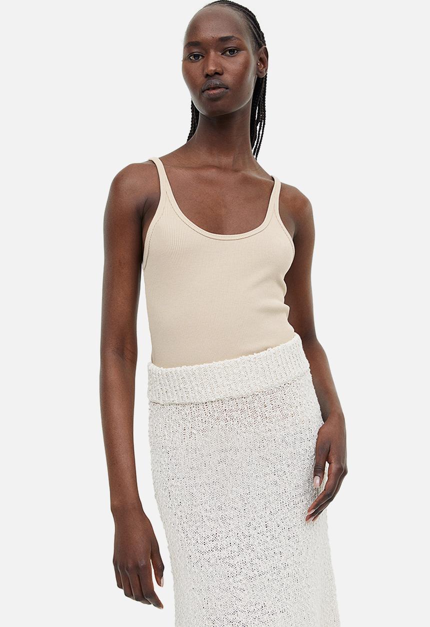 H&M - Ribbed vest top - light beige 