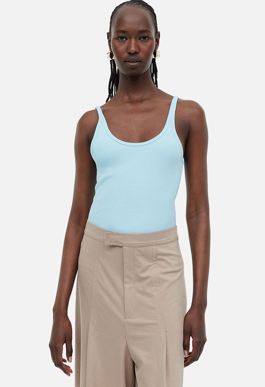 H&M - Ribbed vest top - light turquoise 