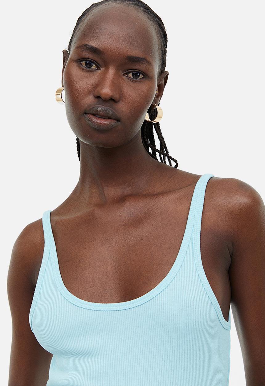 H&M - Ribbed vest top - light turquoise 