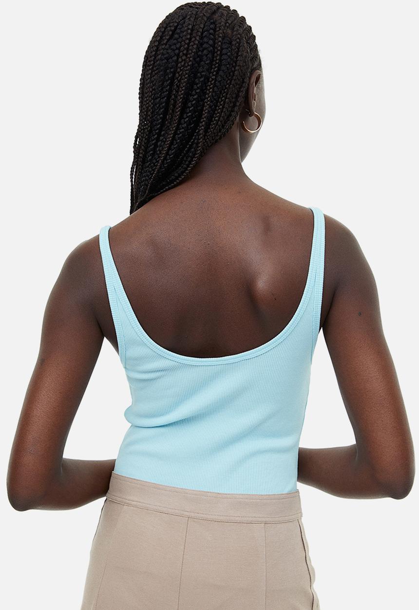 H&M - Ribbed vest top - light turquoise 