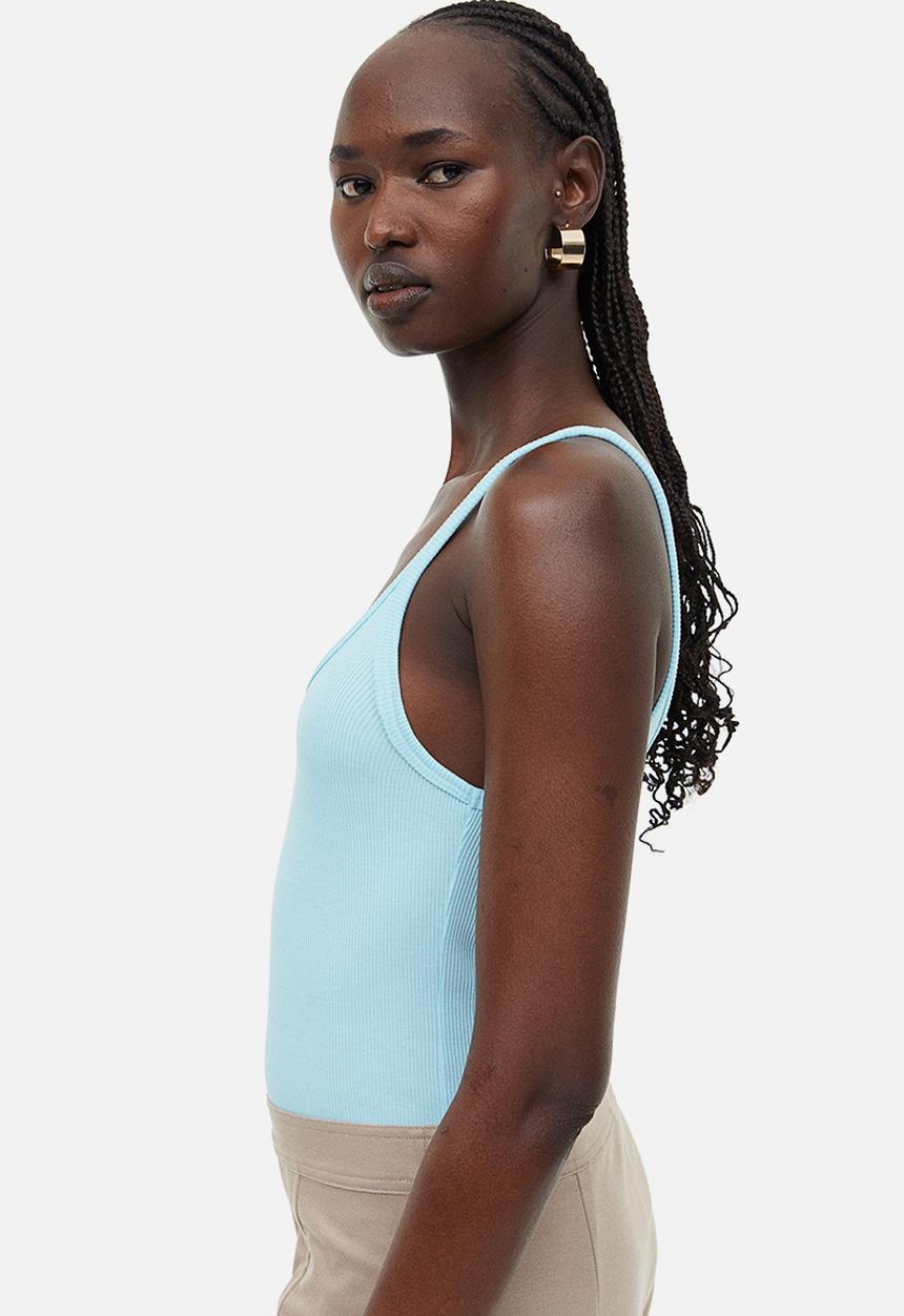 H&M - Ribbed vest top - light turquoise 