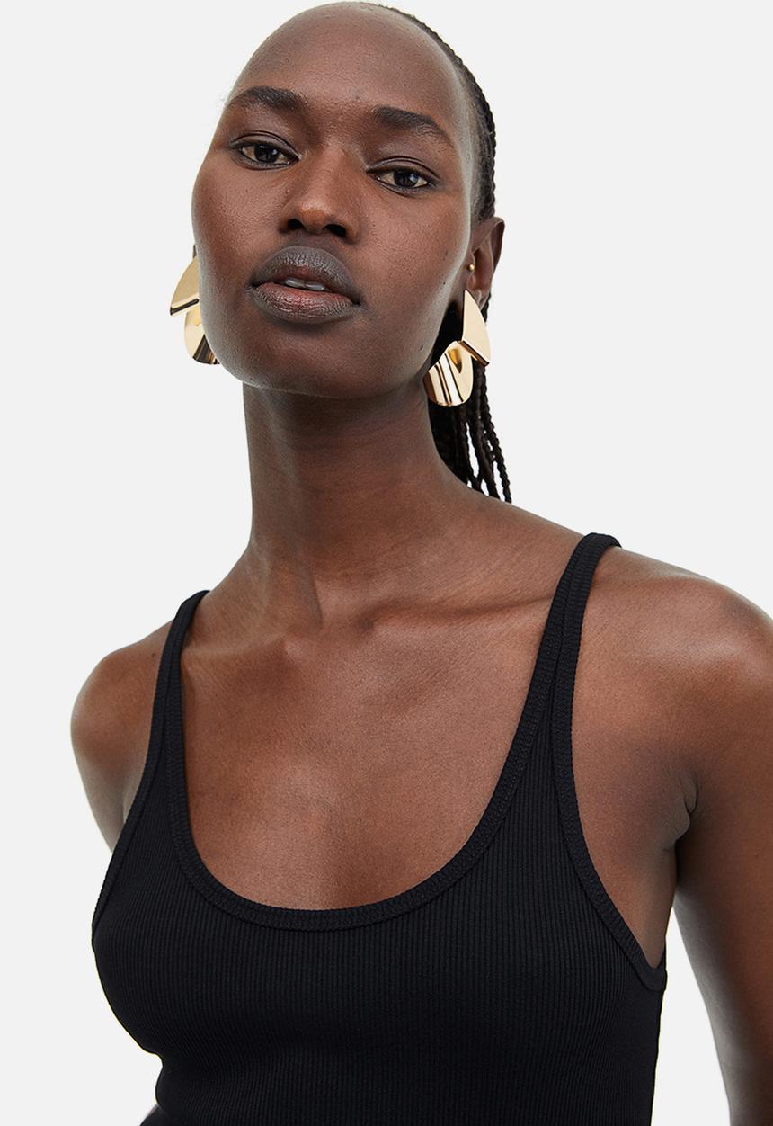 H&M - Ribbed vest top - black