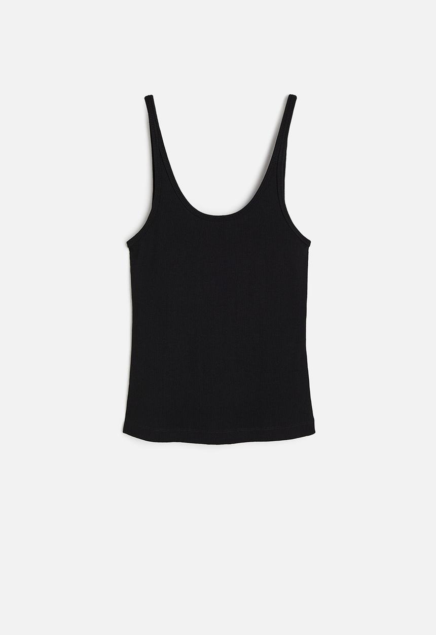 H&M - Ribbed vest top - black