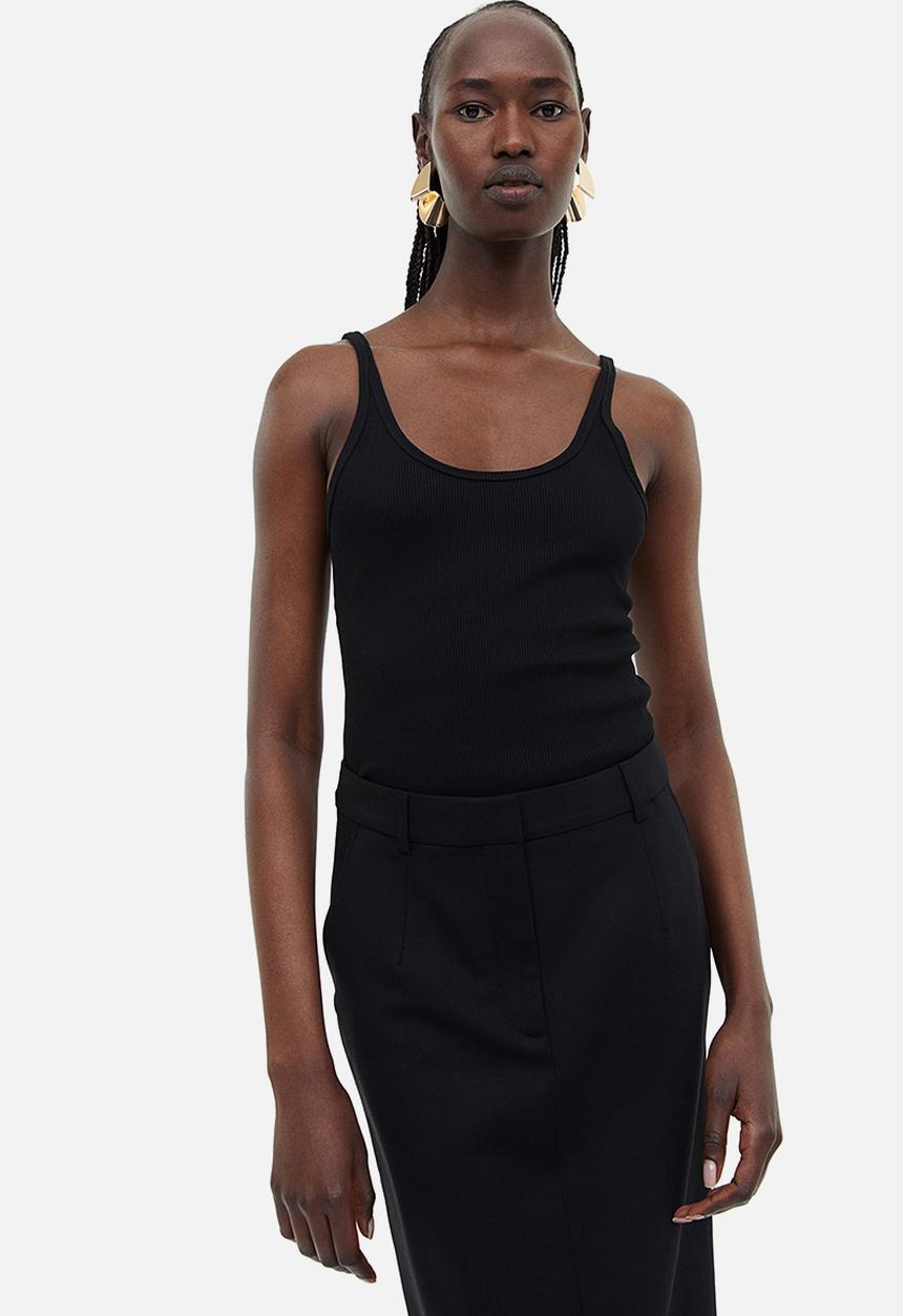 H&M - Ribbed vest top - black
