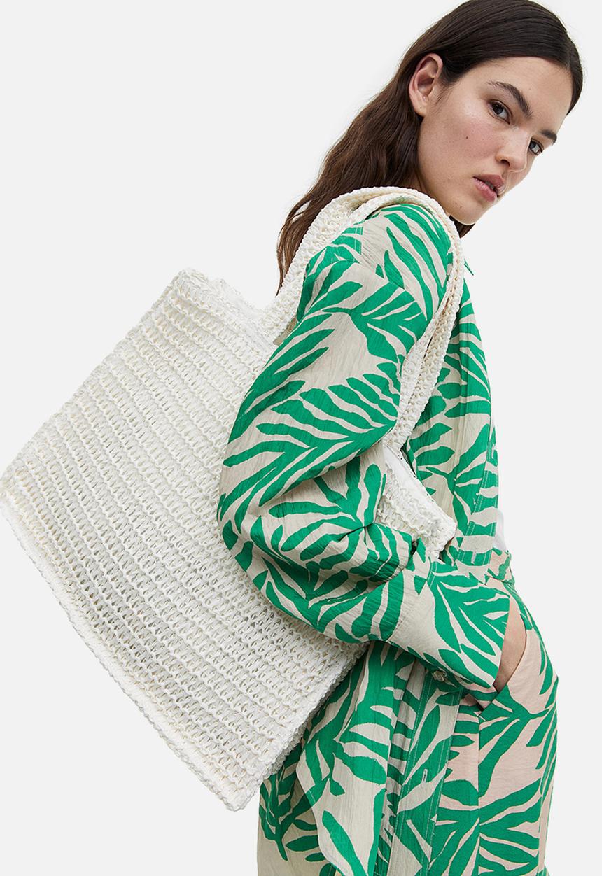 H&M - Large straw shopper - white