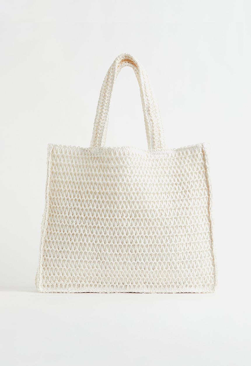 H&M - Large straw shopper - white