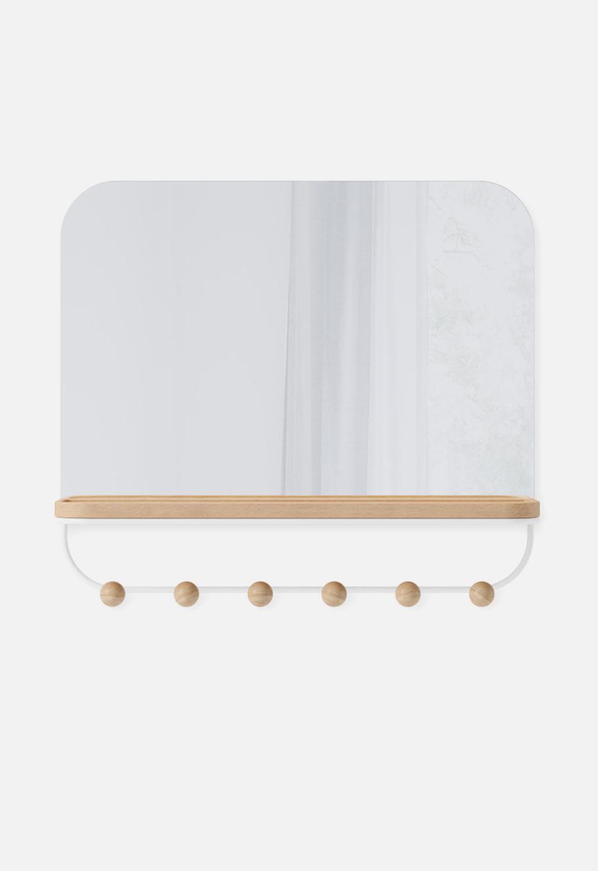 Umbra - Estique mirror with hooks - white