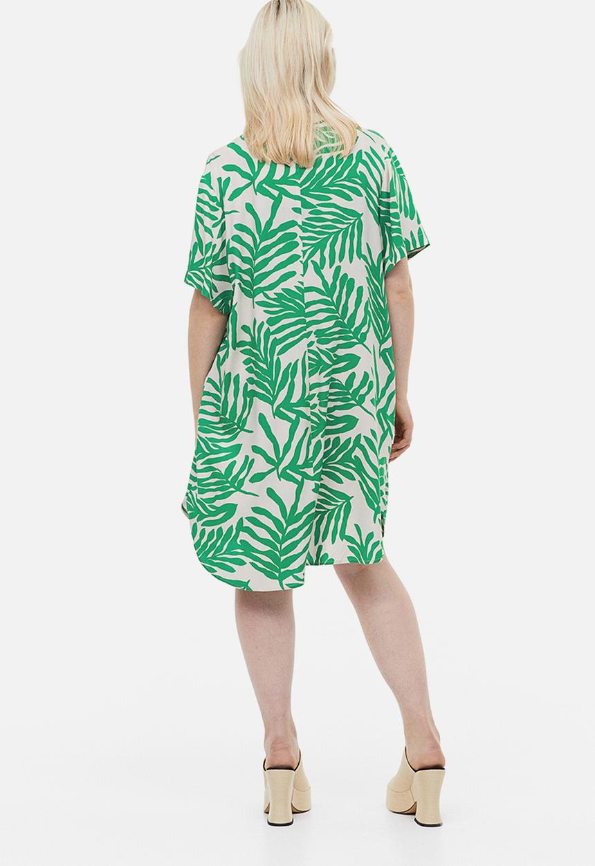 H&M - V-neck tunic - green/leaf-patterned