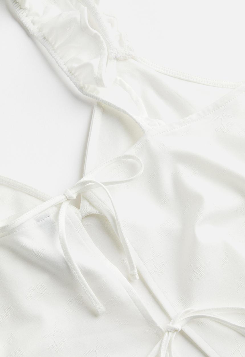 H&M - Tie-detail jersey top - white