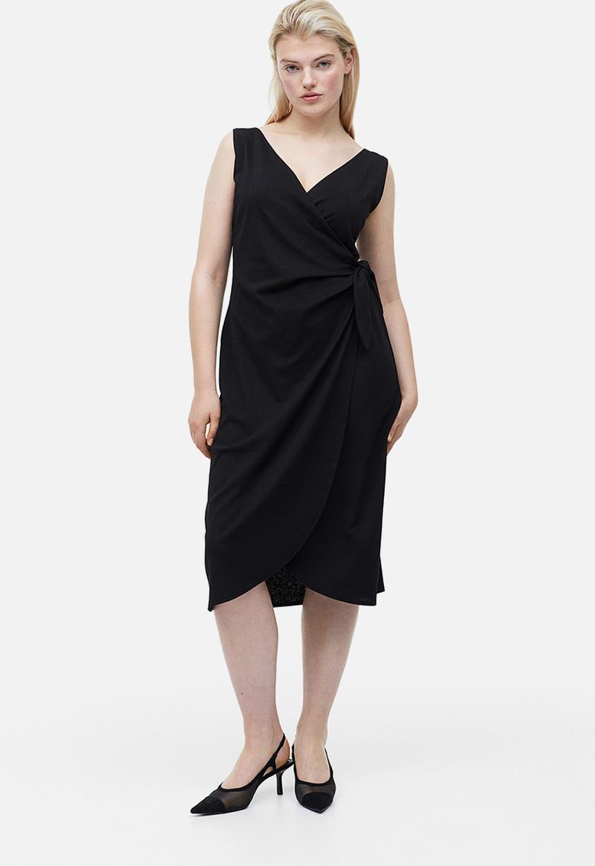 H&M - V-neck wrap dress - black