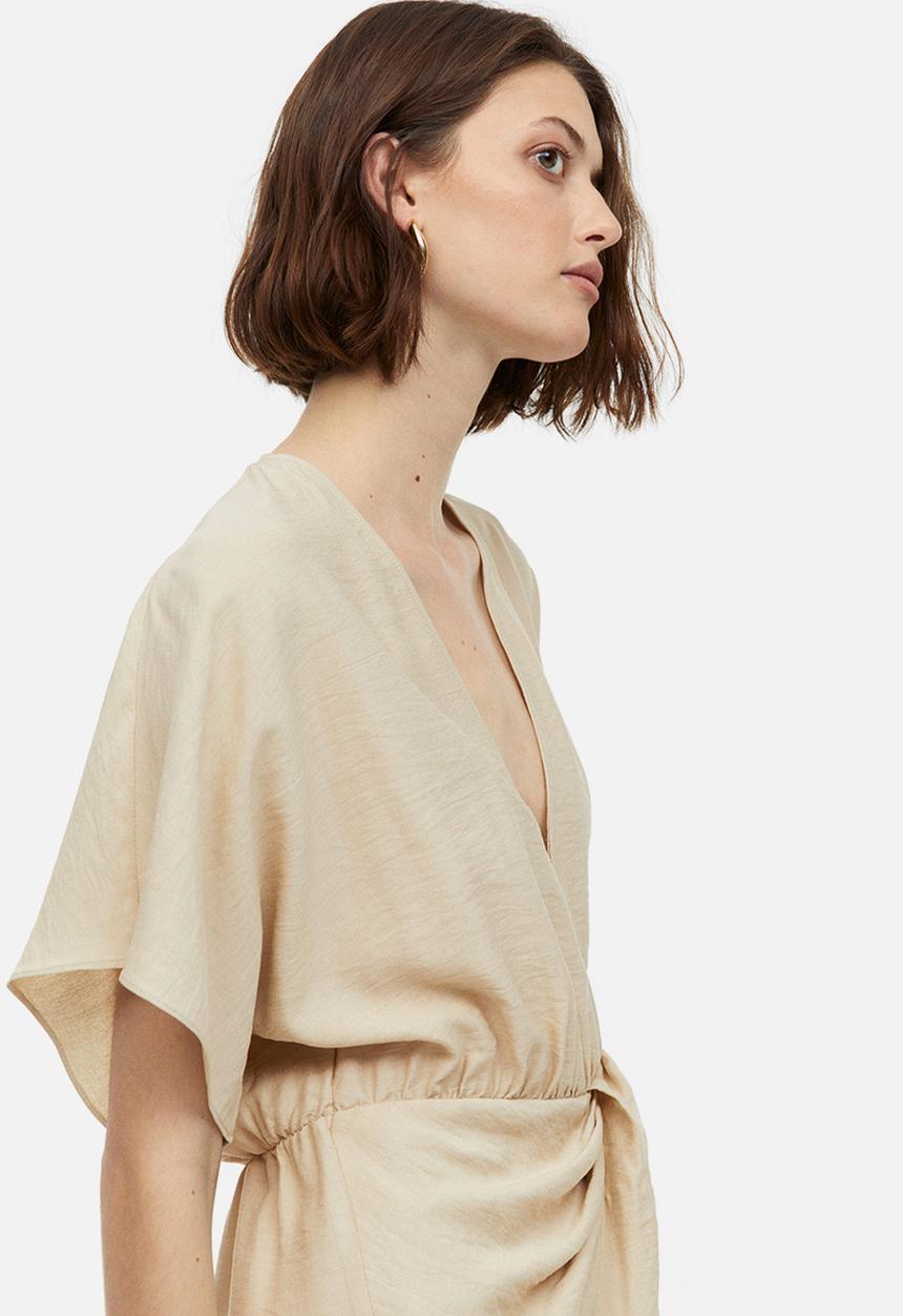 H&M - V-neck dress - light beige