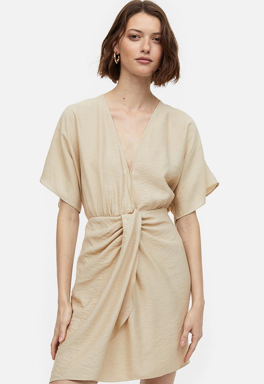 H&M - V-neck dress - light beige