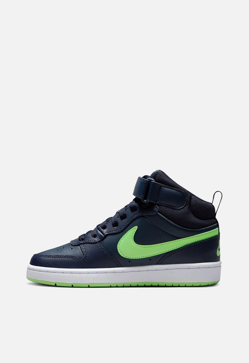 Nike - Nike court borough mid 2 - dark obsidian/lime blast-white