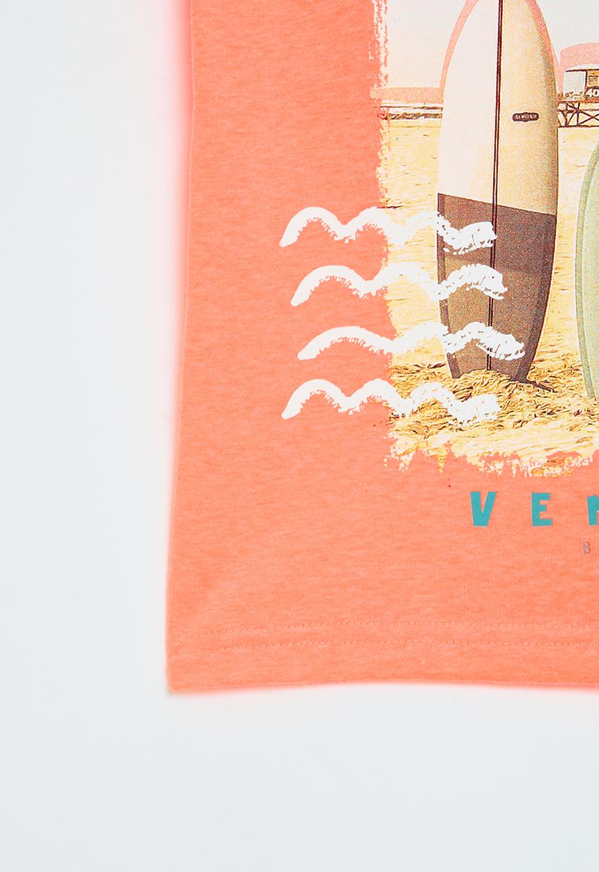 MINOTI - Graphic T-shirt - neon orange