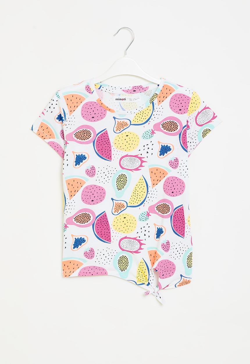 MINOTI - Graphic T-shirt tie front - white